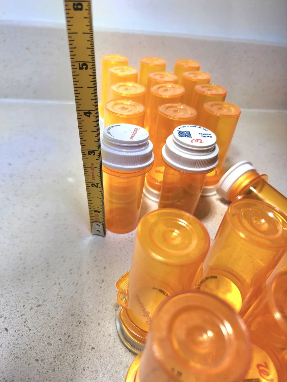 Amber Prescription Empty Pill Bottles with White Caps For Crafting 24 Ct.